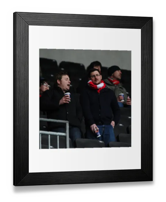 Framed Print : Passionate Bristol City Fans in Action at Stadium MK during MK Dons vs. Bristol City Football Match, Sky Bet League One Framed Print : Passionate Bristol City Fans in Action at Stadium MK during MK Dons vs. Bristol City Football Match, Sky Bet League One
