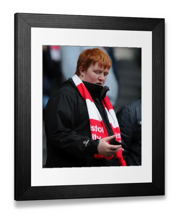 Framed Print : Bristol City Fans Unwavering Support at MK Dons vs. Bristol City, Sky Bet League One (07.02.2015)
