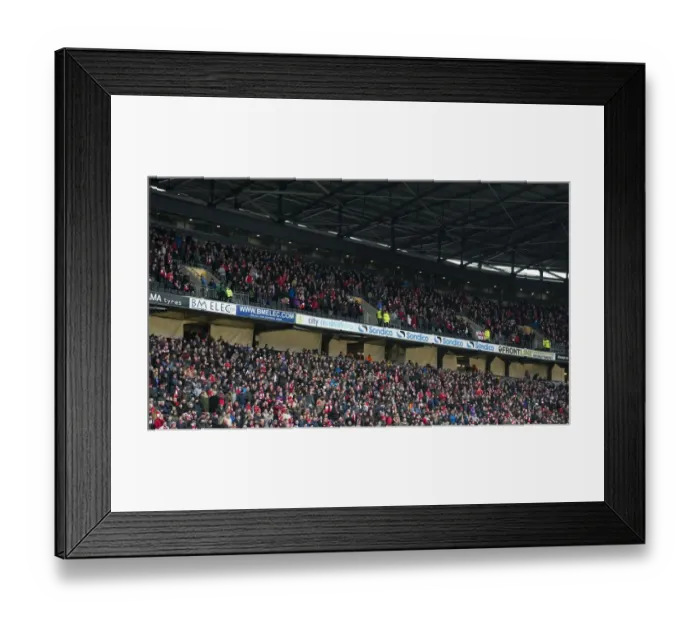Framed Print : Sea of Scarves: Bristol City Fans Show Support at Stadium MK during MK Dons vs. Bristol City Match, Sky Bet League One Framed Print : Sea of Scarves: Bristol City Fans Show Support at Stadium MK during MK Dons vs. Bristol City Match, Sky Bet League One