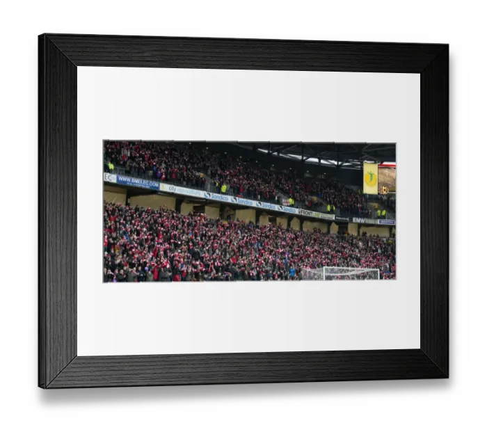 Framed Print : Sea of Scarves: Unified Bristol City Fans at Stadium MK