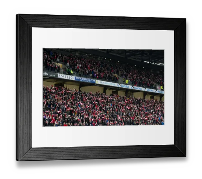 Framed Print : Bristol City Fans United: A Sea of Scarves at MK Dons Match, February 2015