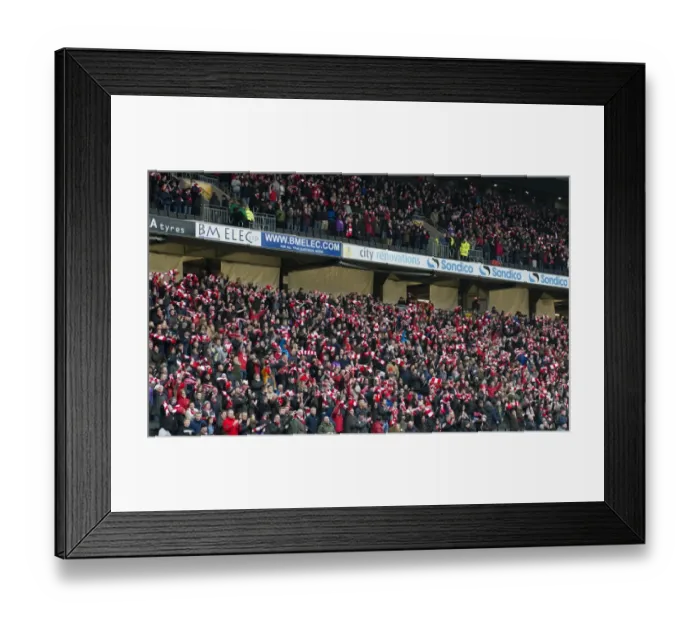 Framed Print : Bristol City Fans Wave Scarves at Stadium MK during MK Dons vs. Bristol City Match, Sky Bet League One