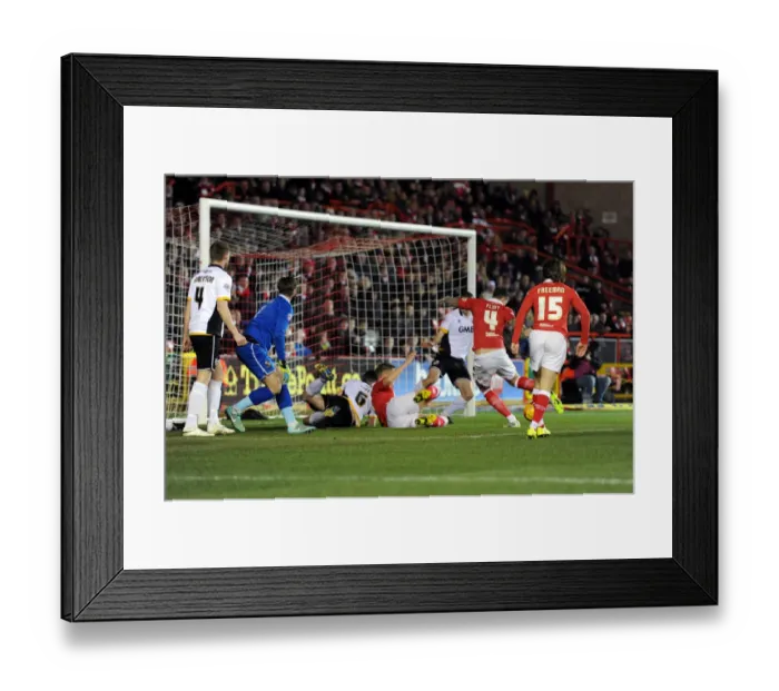Framed Print : Aden Flint's Powerful Shot: Bristol City vs Port Vale, Sky Bet League One Framed Print : Aden Flint's Powerful Shot: Bristol City vs Port Vale, Sky Bet League One