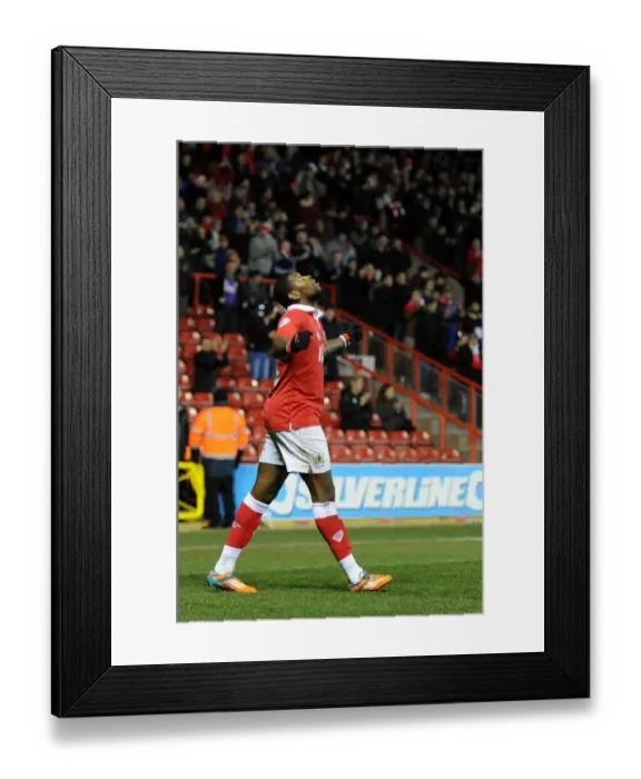 Framed Print : Bristol City's Jay Emmanuel-Thomas Euphorically Celebrates Goal Against Port Vale in Sky Bet League One