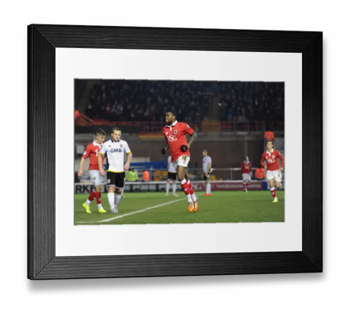 Framed Print : Thrilling Moment: Jay Emmanuel-Thomas's Goal Celebration (Bristol City vs Port Vale, Sky Bet League One, 10 February 2015) Framed Print : Thrilling Moment: Jay Emmanuel-Thomas's Goal Celebration (Bristol City vs Port Vale, Sky Bet League One, 10 February 2015)