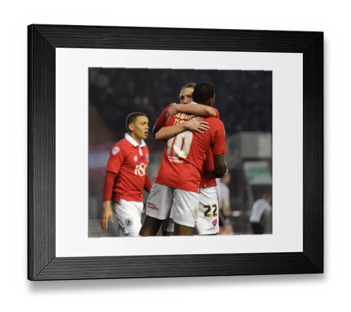 Framed Print : Bristol City's Jay Emmanuel-Thomas and Luke Ayling Celebrate Goal Against Port Vale, Sky Bet League One, 2015 Framed Print : Bristol City's Jay Emmanuel-Thomas and Luke Ayling Celebrate Goal Against Port Vale, Sky Bet League One, 2015