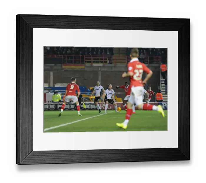 Framed Print : Bristol City's Jay Emmanuel-Thomas Scores the Winning Goal Against Port Vale in Sky Bet League One Framed Print : Bristol City's Jay Emmanuel-Thomas Scores the Winning Goal Against Port Vale in Sky Bet League One