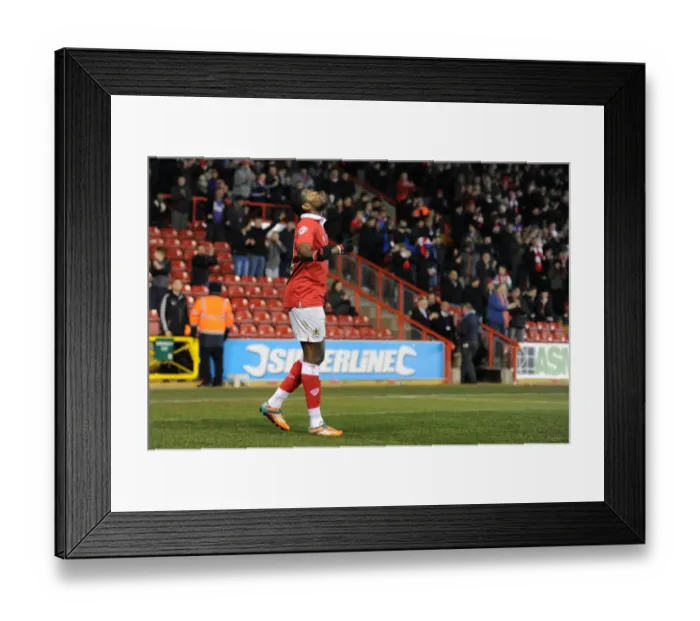 Framed Print : Thrilling Moment: Jay Emmanuel-Thomas's Goal Celebration for Bristol City in Sky Bet League One Match against Port Vale (2015) Framed Print : Thrilling Moment: Jay Emmanuel-Thomas's Goal Celebration for Bristol City in Sky Bet League One Match against Port Vale (2015)