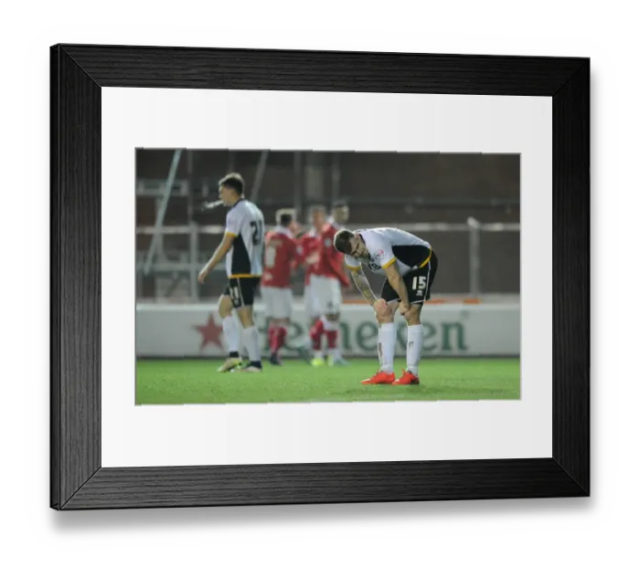 Framed Print : Bristol City Celebrates as Port Vale's Michael O'Connor Looks On Dejected Framed Print : Bristol City Celebrates as Port Vale's Michael O'Connor Looks On Dejected