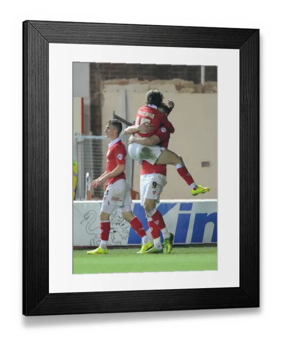 Framed Print : Bristol City: Matt Smith and Luke Freeman Celebrate Goal Against Port Vale, Sky Bet League One, Ashton Gate