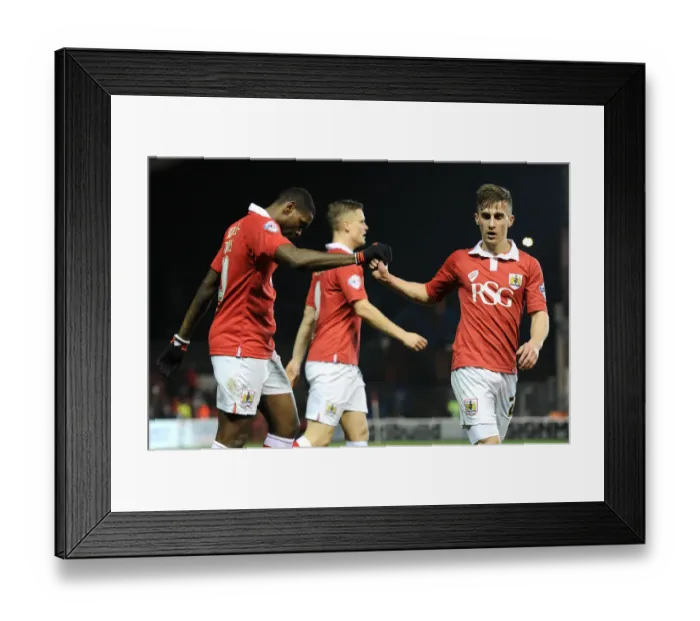 Framed Print : Bristol City Celebrates: Jay Emmanuel-Thomas and Joe Bryan's Goal Dance (Bristol City v Port Vale, 2015)