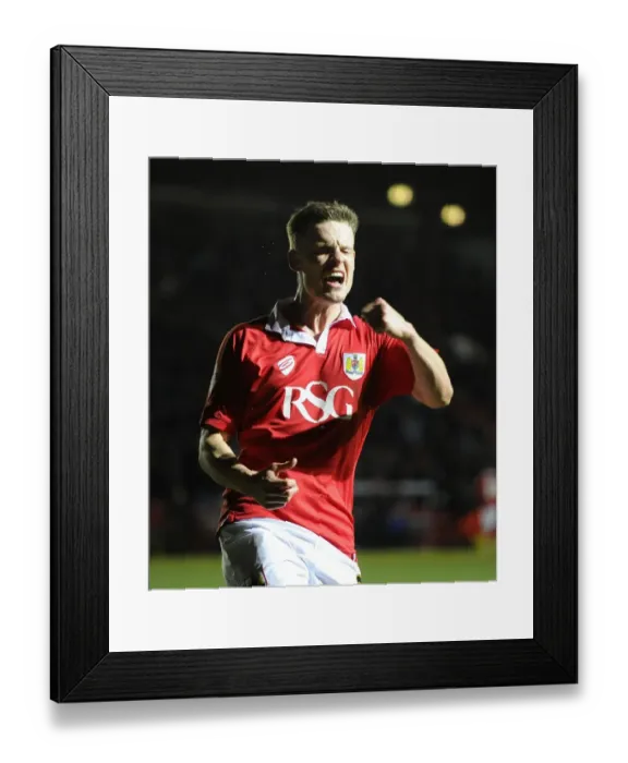 Framed Print : Thrilling Moment: Matt Smith's Goal Celebration, Bristol City vs Port Vale, Sky Bet League One, 2015
