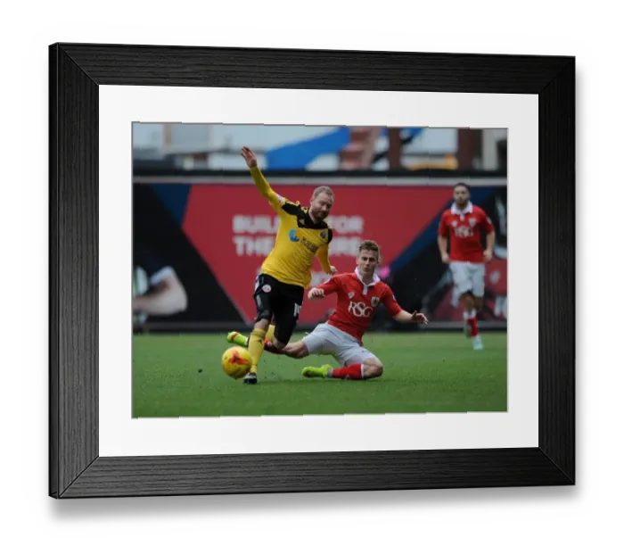 Framed Print : Intense Rivalry: Bryan vs Done - A Battle for Supremacy in Bristol City vs Sheffield United Football Match
