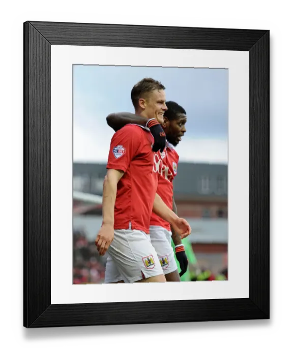 Framed Print : Bristol City's Matt Smith and Jay Emmanuel-Thomas Celebrate Goal Against Sheffield United - February 14, 2015