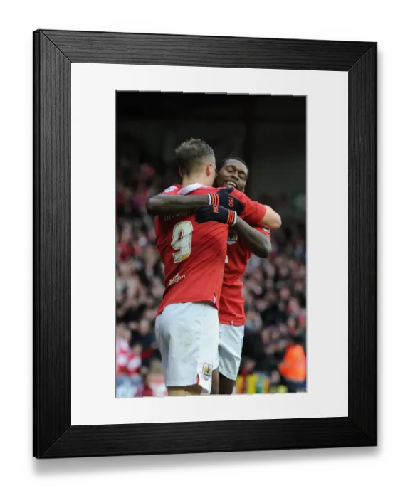 Framed Print : Bristol City: Smith and Emmanuel-Thomas in Jubilant Moment after Scoring against Sheffield United - February 14, 2015