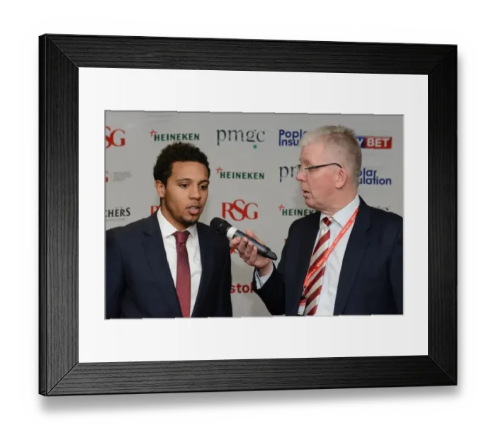 Framed Print : Bristol City FC: Dougie Allward Receives Man of the Match Award vs. Sheffield United at Ashton Gate, February 14, 2015 Framed Print : Bristol City FC: Dougie Allward Receives Man of the Match Award vs. Sheffield United at Ashton Gate, February 14, 2015