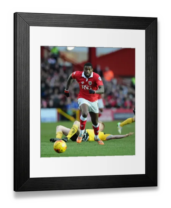 Framed Print : Chasing the Win: Intense Moment as Jay Emmanuel-Thomas of Bristol City Pursues Loose Ball Against Sheffield United
