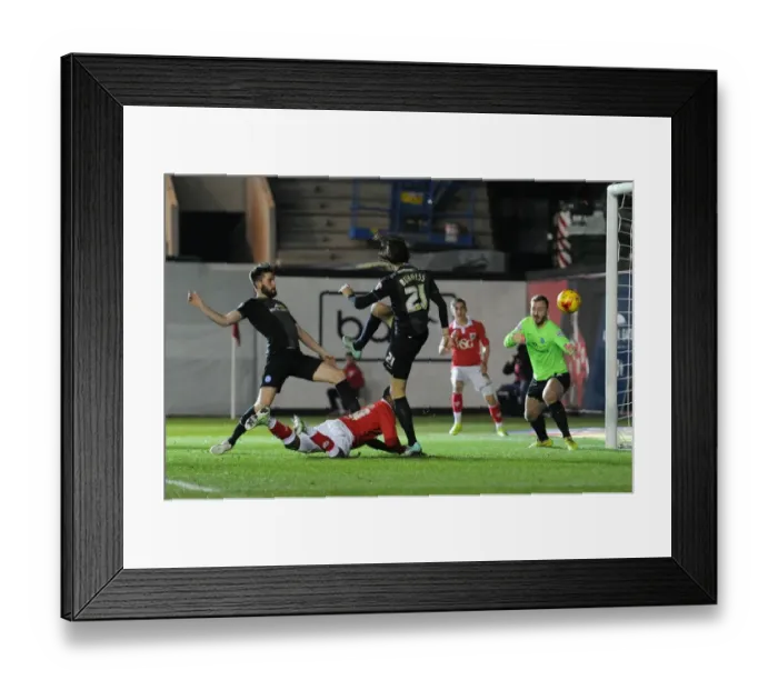 Framed Print : Bristol City's Kieran Agard Scores the Game-Winning Goal Against Peterborough United Framed Print : Bristol City's Kieran Agard Scores the Game-Winning Goal Against Peterborough United