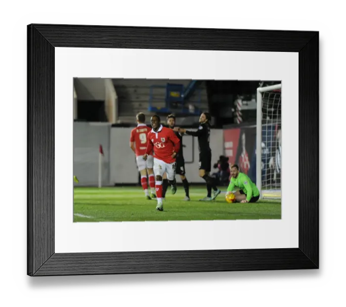 Framed Print : Bristol City's Kieran Agard Euphorically Celebrates Goal Against Peterborough United, Sky Bet League One (2015) Framed Print : Bristol City's Kieran Agard Euphorically Celebrates Goal Against Peterborough United, Sky Bet League One (2015)