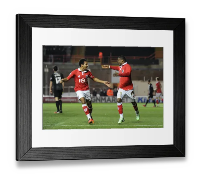 Framed Print : Thrilling Goal Celebration: Agard and Smith's Unforgettable Moment at Ashton Gate