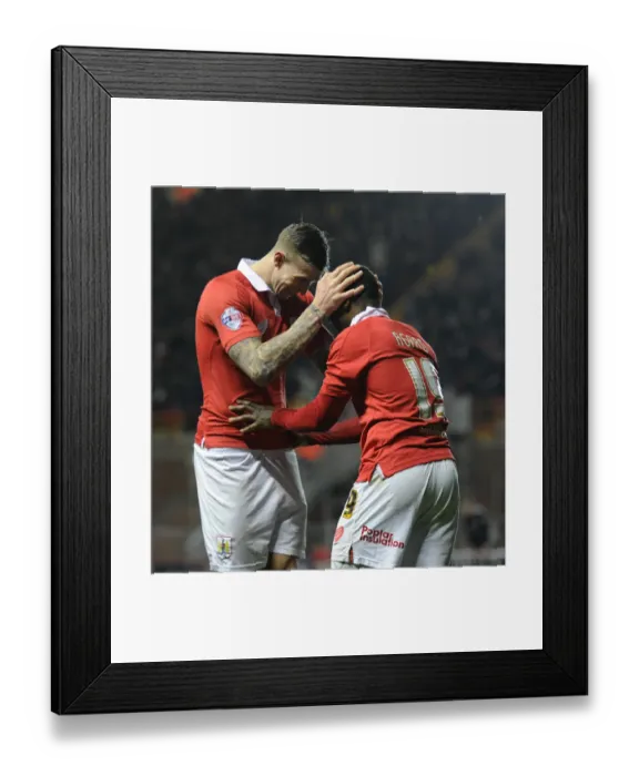 Framed Print : Bristol City's Kieran Agard and Aden Flint Celebrate Goal vs. Peterborough United, Sky Bet League One, 2015 Framed Print : Bristol City's Kieran Agard and Aden Flint Celebrate Goal vs. Peterborough United, Sky Bet League One, 2015