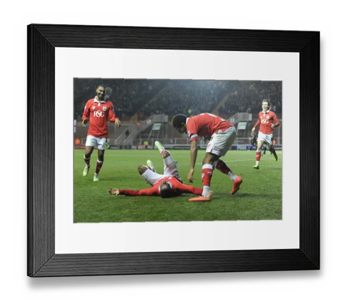 Framed Print : Kieran Agard's Thrilling Goal Celebration: Bristol City vs. Peterborough United in Sky Bet League One Framed Print : Kieran Agard's Thrilling Goal Celebration: Bristol City vs. Peterborough United in Sky Bet League One