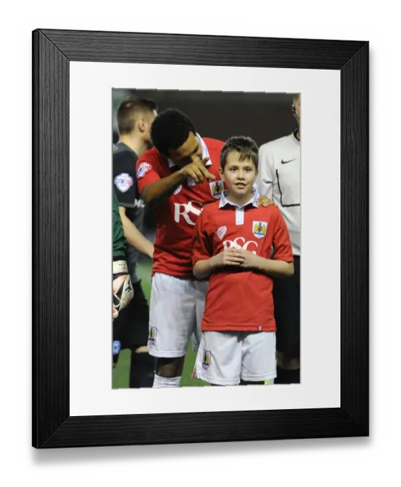 Framed Print : Bristol City's Korey Smith and Mascot Celebrate Win Against Peterborough United, February 17, 2015 Framed Print : Bristol City's Korey Smith and Mascot Celebrate Win Against Peterborough United, February 17, 2015