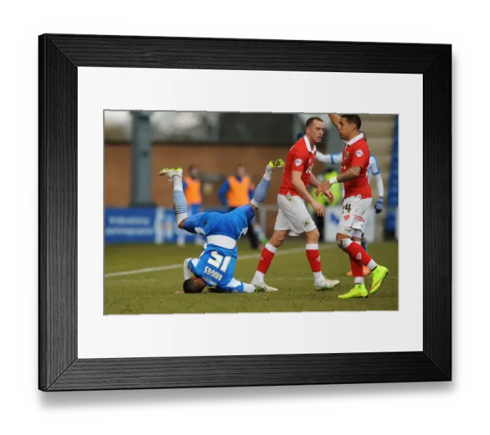Framed Print : Bristol City's Victorious Moment: Briggs Tumble in Colchester United Clash (February 2015)