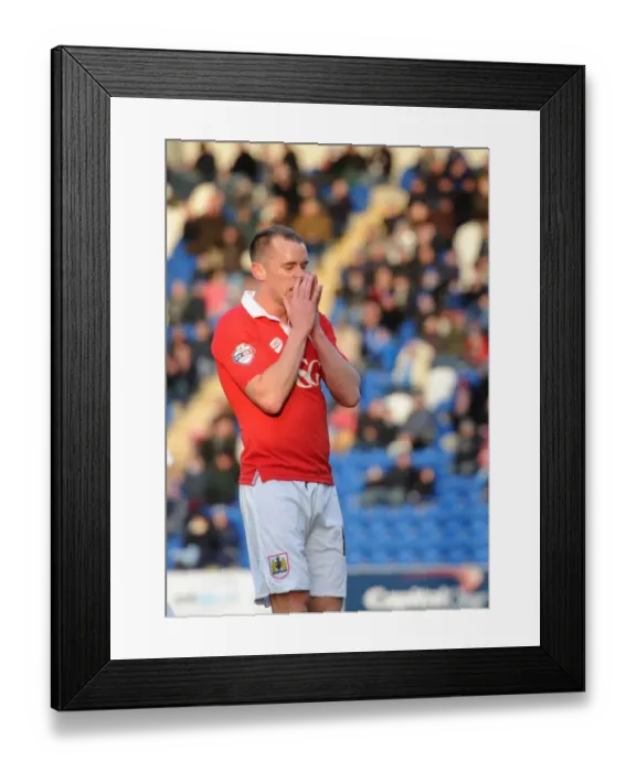 Framed Print : Aaron Wilbraham's Disappointment: Colchester United vs. Bristol City, 2015