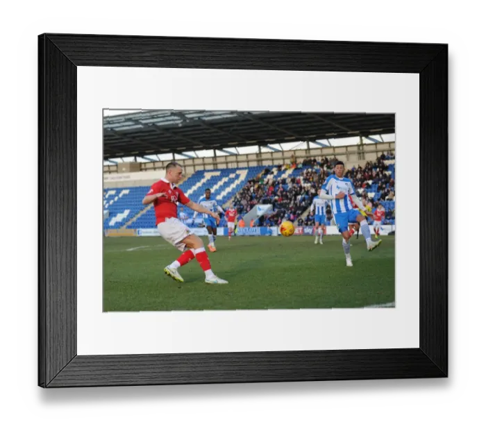 Framed Print : Aaron Wilbraham's Shot: Colchester United vs. Bristol City, Sky Bet League One
