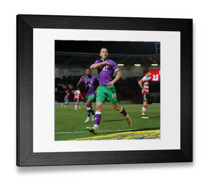 Framed Print : Aaron Wilbraham's Euphoric Goal Celebration: Doncaster Rovers vs. Bristol City (February 2015)