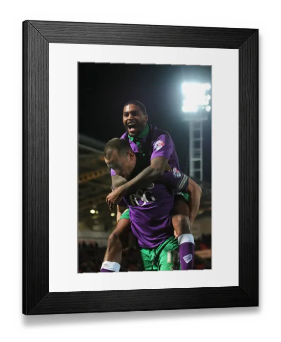 Framed Print : Unforgettable Moment: Wilbraham and Little's Euphoric Goal Celebration for Bristol City at Doncaster Rovers (February 2015) Framed Print : Unforgettable Moment: Wilbraham and Little's Euphoric Goal Celebration for Bristol City at Doncaster Rovers (February 2015)