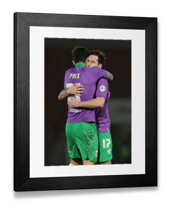 Framed Print : Marlon Pack and Greg Cunningham Celebrate Bristol City's Win over Doncaster Rovers, February 2015 Framed Print : Marlon Pack and Greg Cunningham Celebrate Bristol City's Win over Doncaster Rovers, February 2015