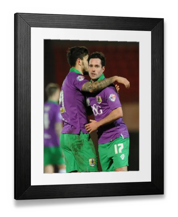 Framed Print : Marlon Pack and Greg Cunningham: Celebrating Bristol City's Victory over Doncaster Rovers, 2015 Framed Print : Marlon Pack and Greg Cunningham: Celebrating Bristol City's Victory over Doncaster Rovers, 2015