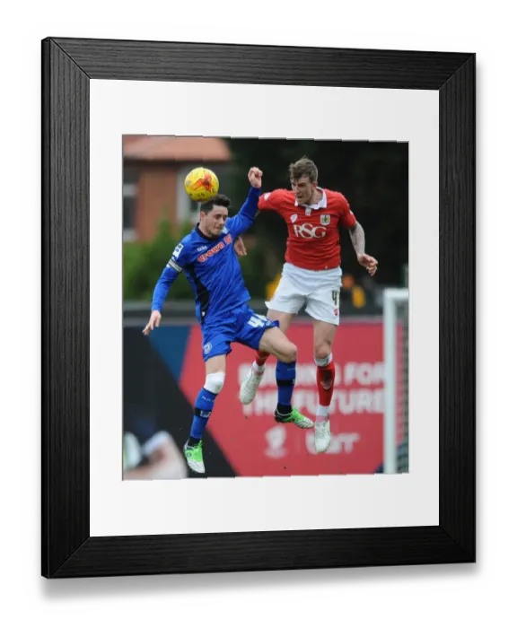 Framed Print : Aden Flint vs. Ian Henderson: Intense Header Battle at Ashton Gate, Bristol City vs. Rochdale, 2015