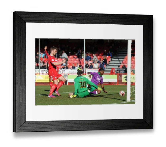 Framed Print : Offside Ruling Thwarts Kieran Agard's Goal Attempt vs Crawley Town, 2015