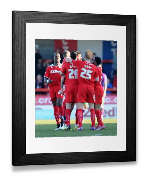 Framed Print : Crawley Town's Anthony Wordsworth Scores and Celebrates with Team Mates Against Bristol City, March 7, 2015 Framed Print : Crawley Town's Anthony Wordsworth Scores and Celebrates with Team Mates Against Bristol City, March 7, 2015