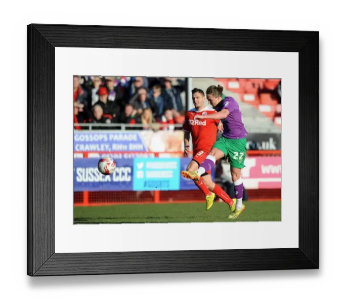 Framed Print : Luke Ayling's Shot: Bristol City's Determination at Crawley Town (07.03.15) Framed Print : Luke Ayling's Shot: Bristol City's Determination at Crawley Town (07.03.15)