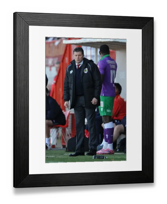Framed Print : Steve Cotterill at the Helm: Bristol City's Manager in Action at Broadfield Stadium (07.03.2015)