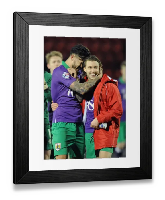 Framed Print : Bristol City: Luke Freeman and Marlon Pack Celebrate Win Over Leyton Orient Framed Print : Bristol City: Luke Freeman and Marlon Pack Celebrate Win Over Leyton Orient