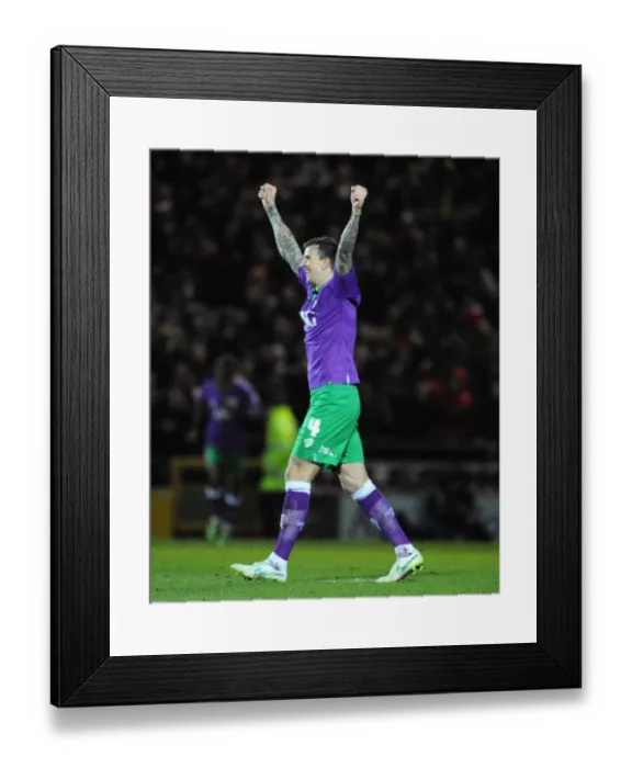 Framed Print : Aden Flint's Goal Celebration: Bristol City's Victory over Yeovil Town, March 10, 2015