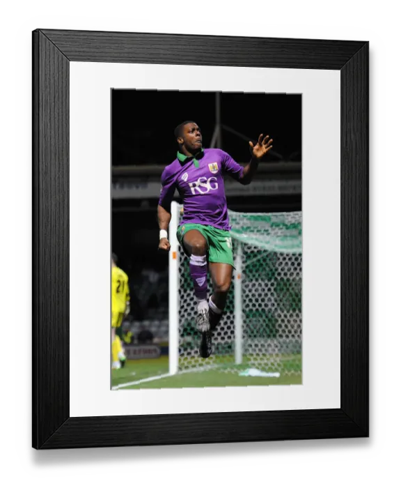 Framed Print : Thrilling Moment: Kieran Agard's Goal Celebration - Bristol City's Victory at Huish Park (10-03-2015)