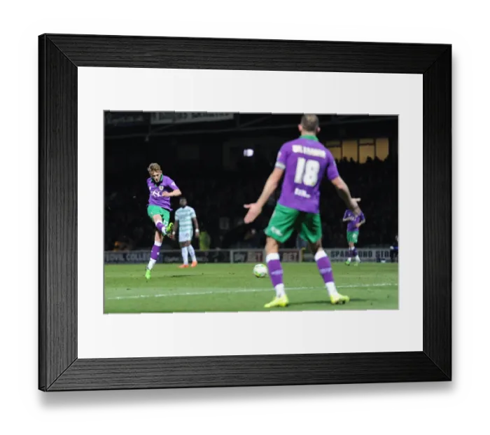Framed Print : George Saville's Shot: Yeovil Town vs. Bristol City, Sky Bet League One
