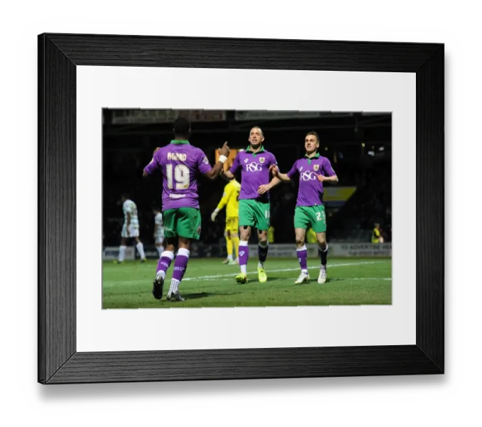 Framed Print : Bristol City Celebrate: Agard, Wilbraham, and Bryan's Goal Rush vs Yeovil Town (10-03-2015) Framed Print : Bristol City Celebrate: Agard, Wilbraham, and Bryan's Goal Rush vs Yeovil Town (10-03-2015)