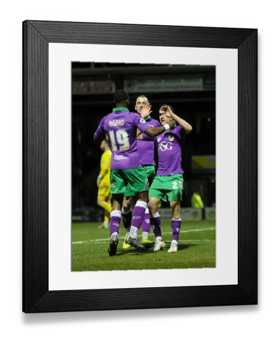 Framed Print : Bristol City Celebrates: Agard, Wilbraham, and Bryan's Goal Rush at Huish Park (Yeovil Town vs. Bristol City, Sky Bet League One)
