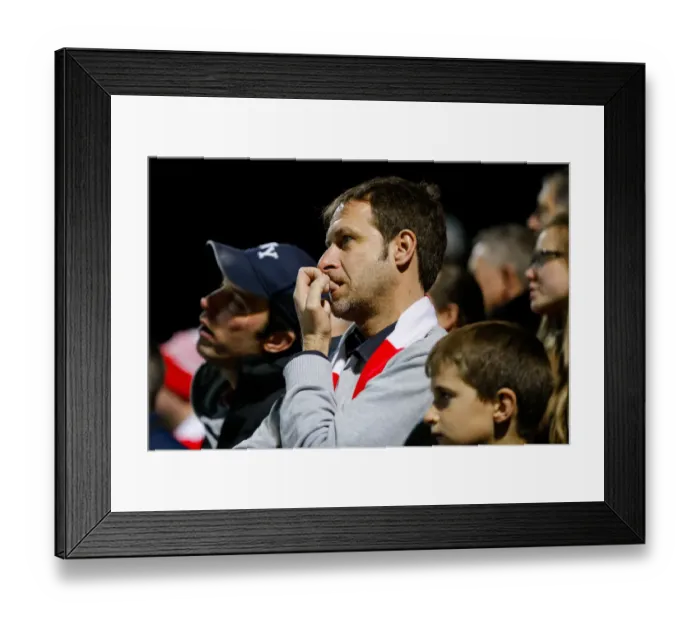 Framed Print : Bristol City Fan Holds Breath at Yeovil Town vs. Bristol City Match, 10 March 2015