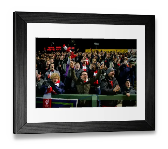 Framed Print : Bristol City's Thrilling Opener: Fans Euphoria at Hush Park Stadium Framed Print : Bristol City's Thrilling Opener: Fans Euphoria at Hush Park Stadium