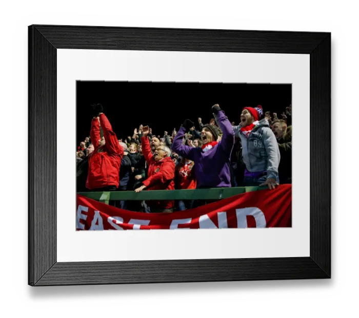 Framed Print : Bristol City's Luke Freeman Scores 0-2: Fans Celebrate at Hush Park Stadium, March 10, 2015