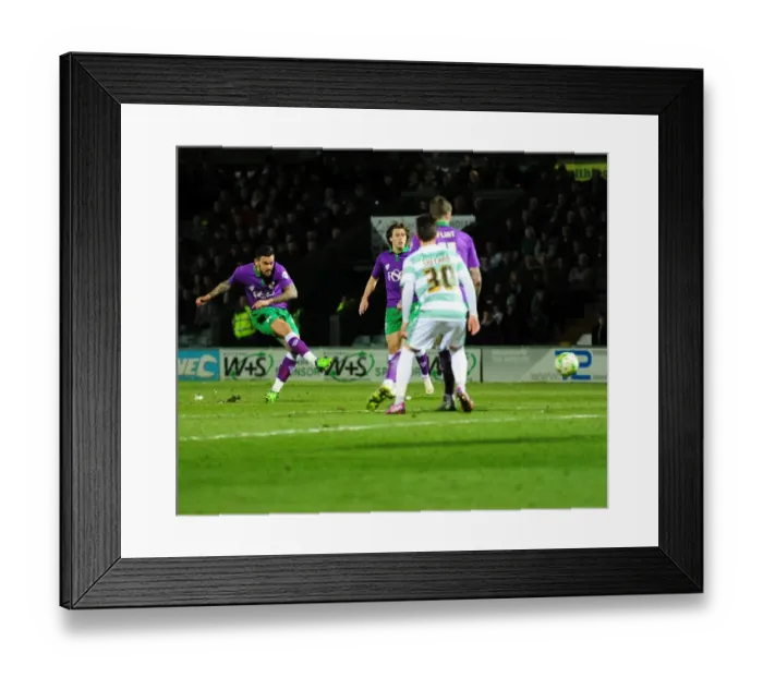 Framed Print : Marlon Pack's Shot at Goal: Yeovil Town vs. Bristol City, Sky Bet League One Framed Print : Marlon Pack's Shot at Goal: Yeovil Town vs. Bristol City, Sky Bet League One