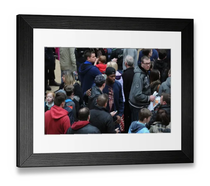Framed Print : Bristol City's Jay Emmanuel-Thomas Engages with Fans at Cabot Circus during Johnstones Paint Trophy Match